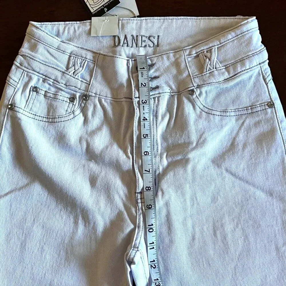 Danesi Jeans Butt Lifter White Denim High Waist Slim Fit Jeans Size 11